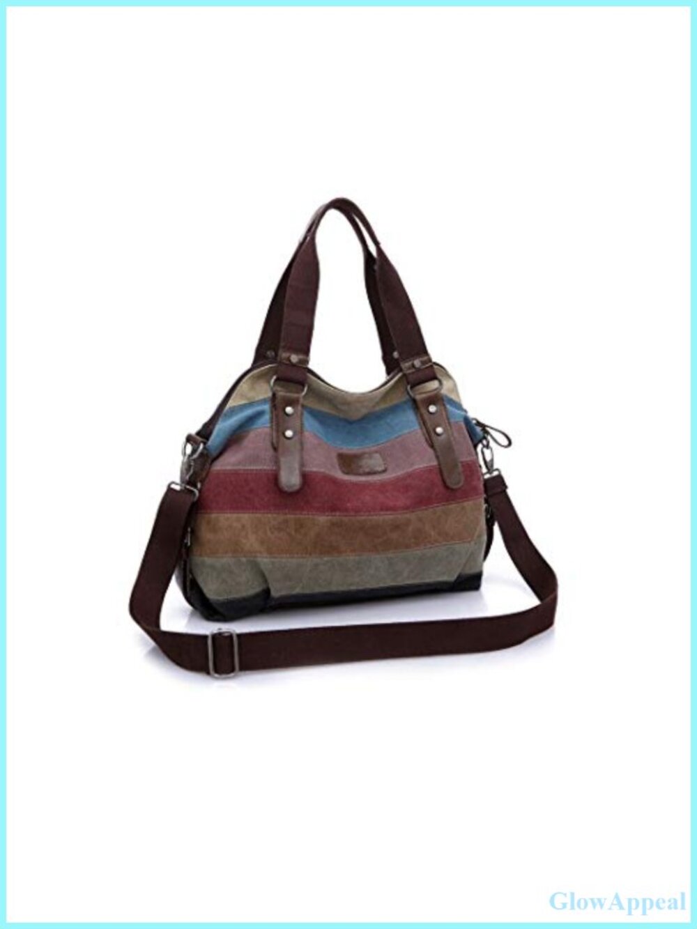 Canvas Shoulder Bag Detachable Strap Convertible Crossbody Tote Handbag
